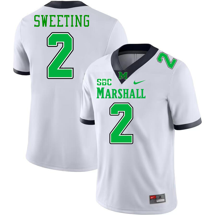 Marshall Thundering Herd #2 Darrell Sweeting College Football Jerseys Stitched-White